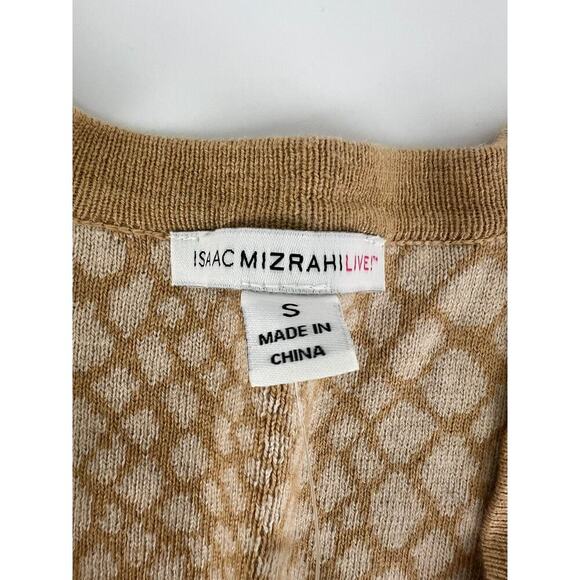 Isaac Mizrahi Live Sweater Womens Small Brown Beige Cream Cardigan Animal Print - Picture 5 of 8